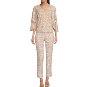 Jude Connally Daniella Stretch Knit Painted Tile Sand Print Top ~NWT~ $158